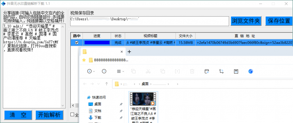 抖音无水印直链解析下载工具v1.1-盛大互联